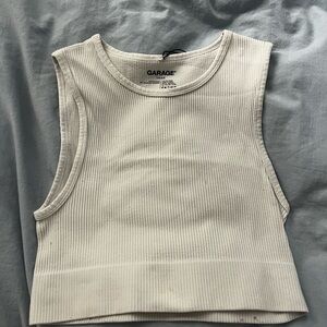 Garage Tan Ribbed Crop Tank Top